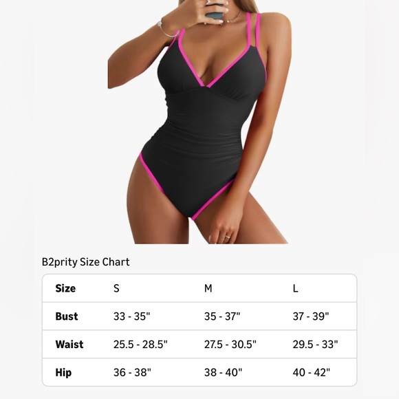 Black and Pink Women's One Piece Swimsuit - Picture 7 of 7